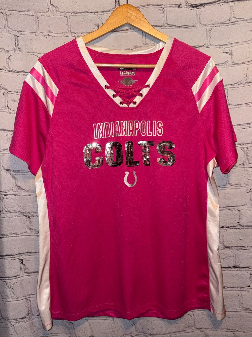Indianapolis Colts Football Jersey Women’s Pink Sequin Lace Up NFL Team XXL Fan